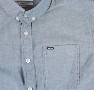 Ripcurl Men's Classic Blue Chambray Tailored Fit Slim Long Sleeve Button Shirt M
